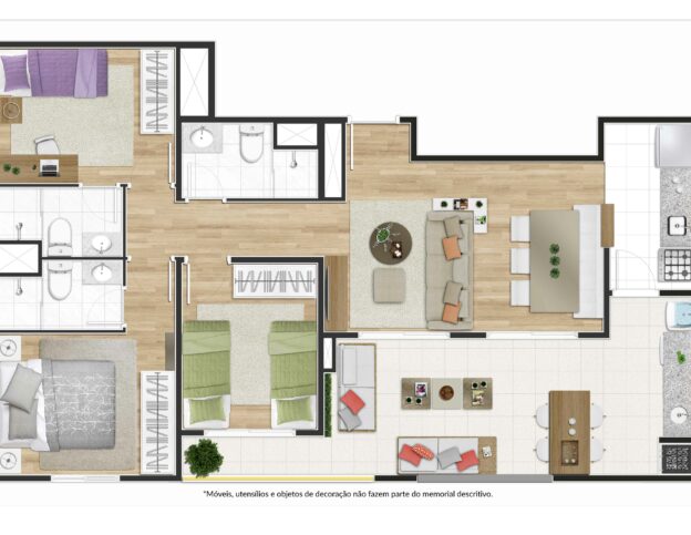 Planta Penthouse 3 Dorms. (c/ 2 suítes) (Finais 02 e 05).