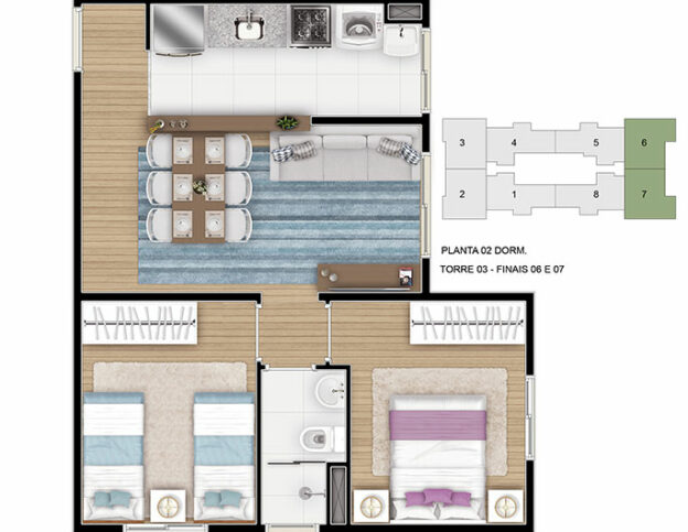 2 Dorms. - 44m² - Ponta