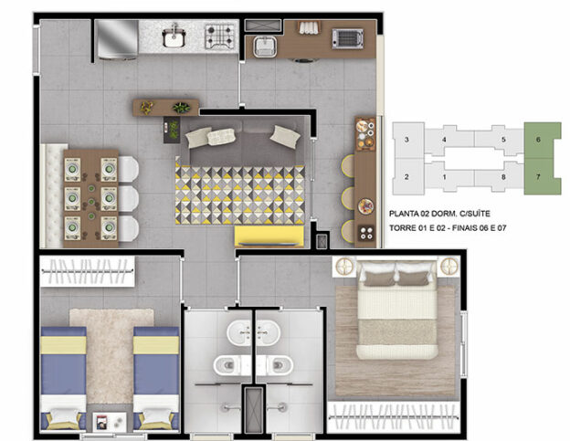 2 Dorms. - 52m²