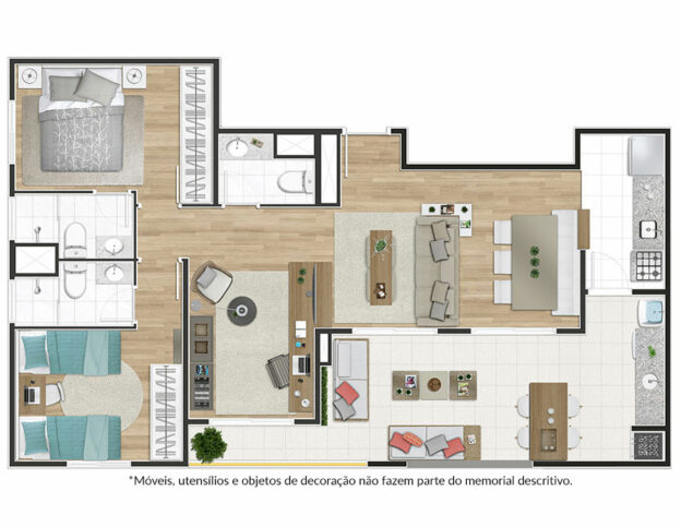 Planta Penthouse 2 Suítes c/ sala ampliada (Finais 02 e 05).